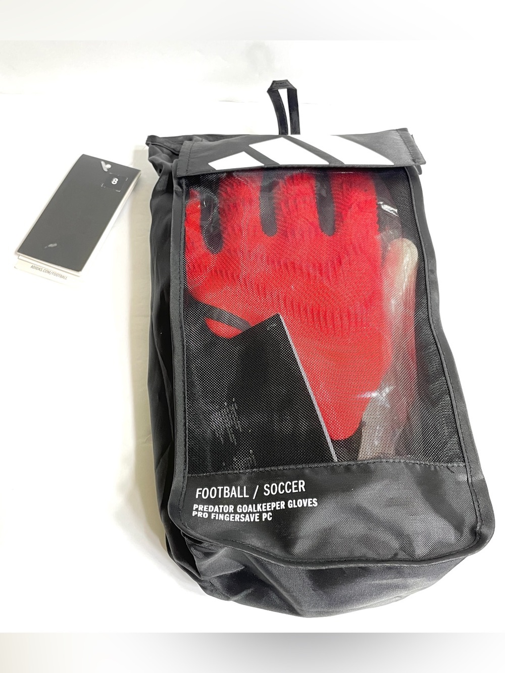 Adidas Goalkeeper Gloves Predator GL Pro Fingersave Mens Size 8 Black Red IX3863
